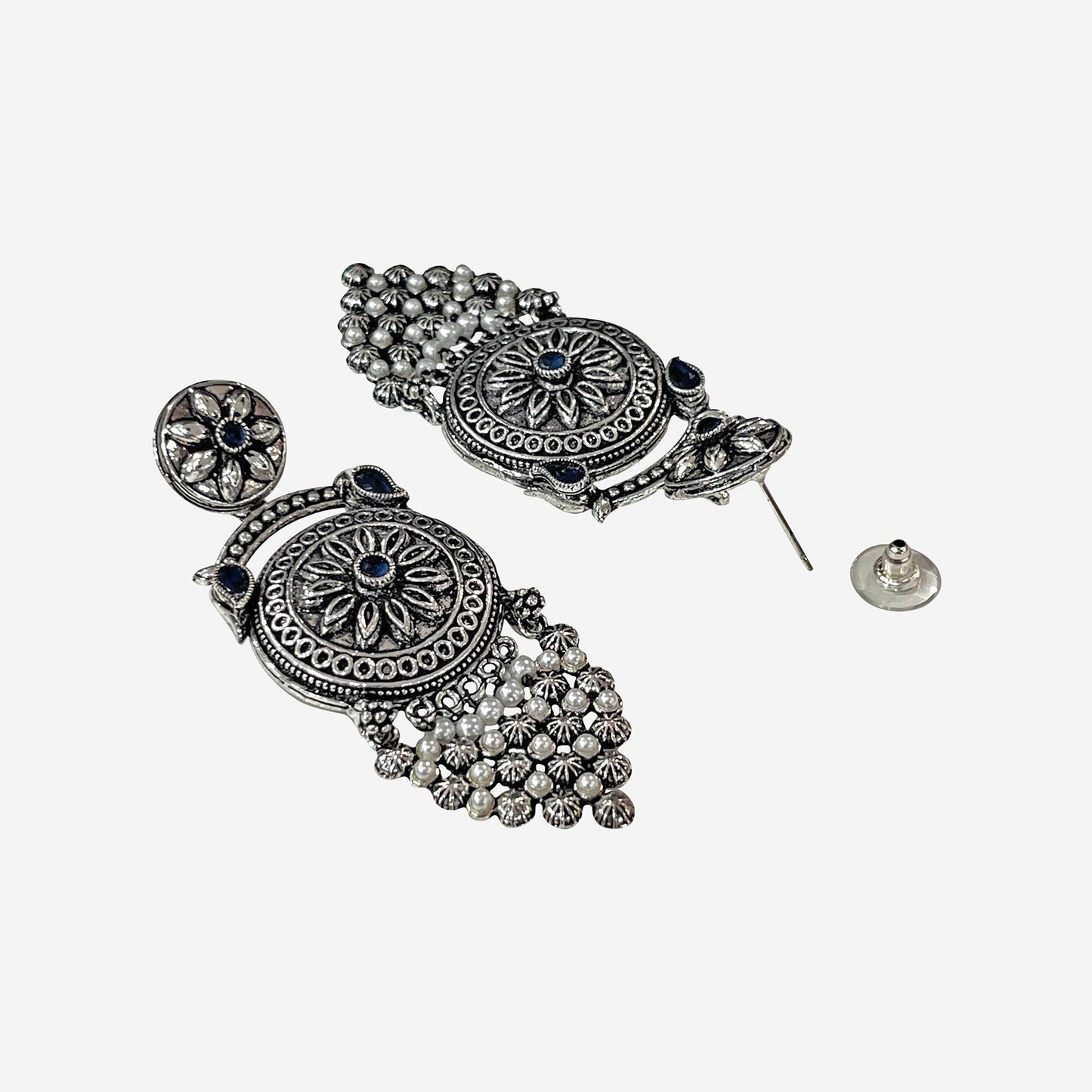 Bhavna Silver Oxidized Dangler Earrings