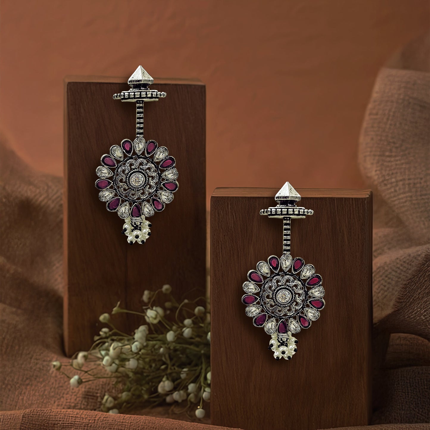 Blue Chandbali Kundan Earring