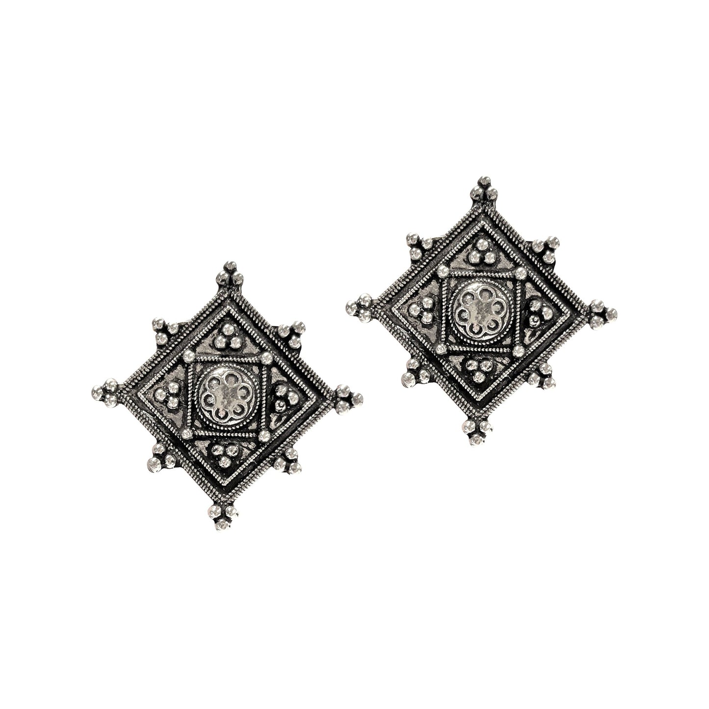 Anushka Silver Oxidized Studs Earrings