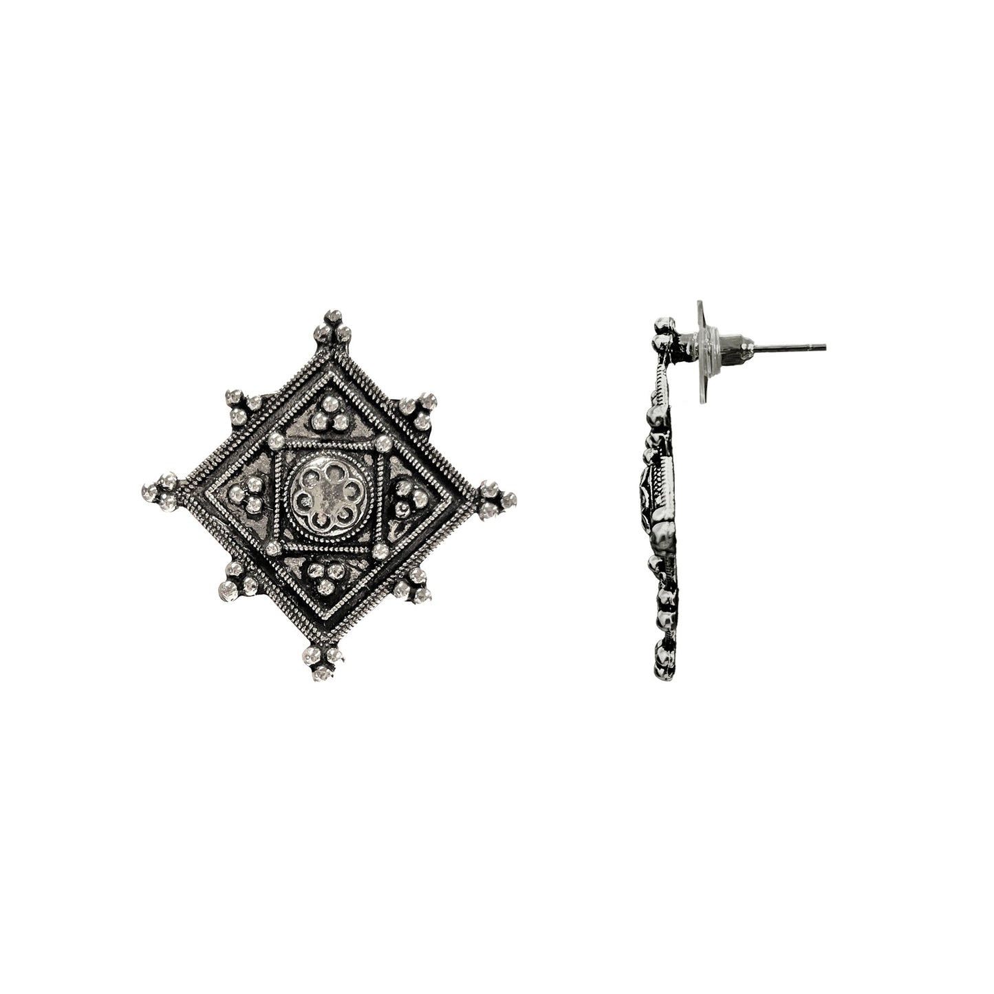Anushka Silver Oxidized Studs Earrings