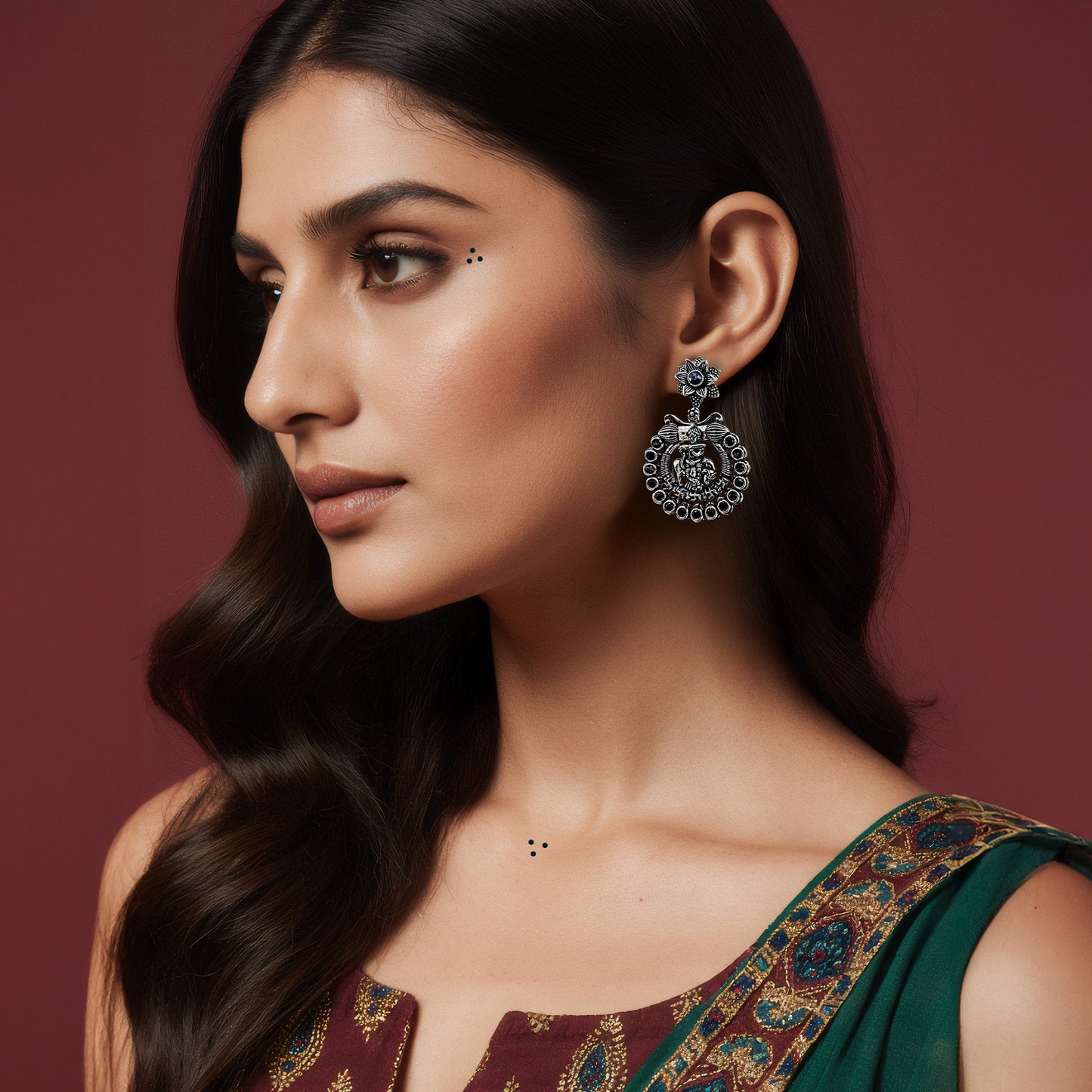 Shyama Drop Oxidized silver Earrings