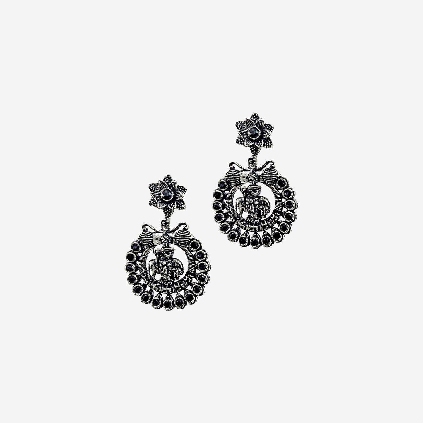 Shyama Drop Oxidized silver Earrings