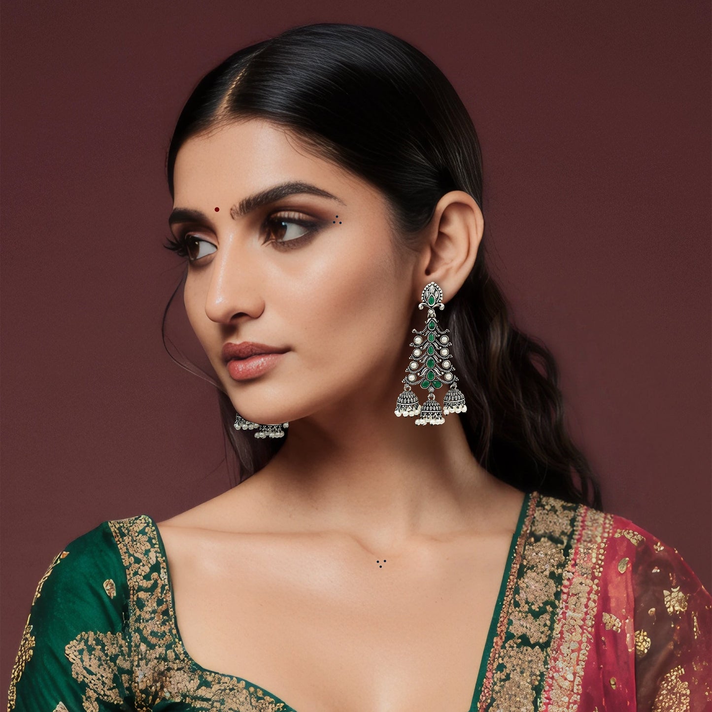 Reema Danglers Oxidized silver Earrings