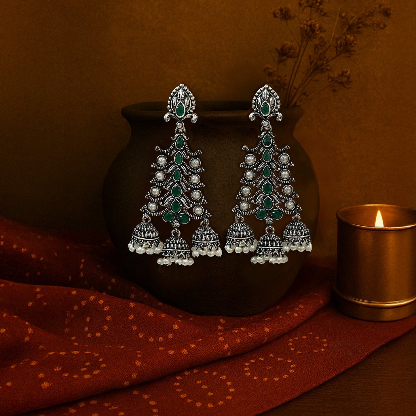 Reema Danglers Oxidized silver Earrings