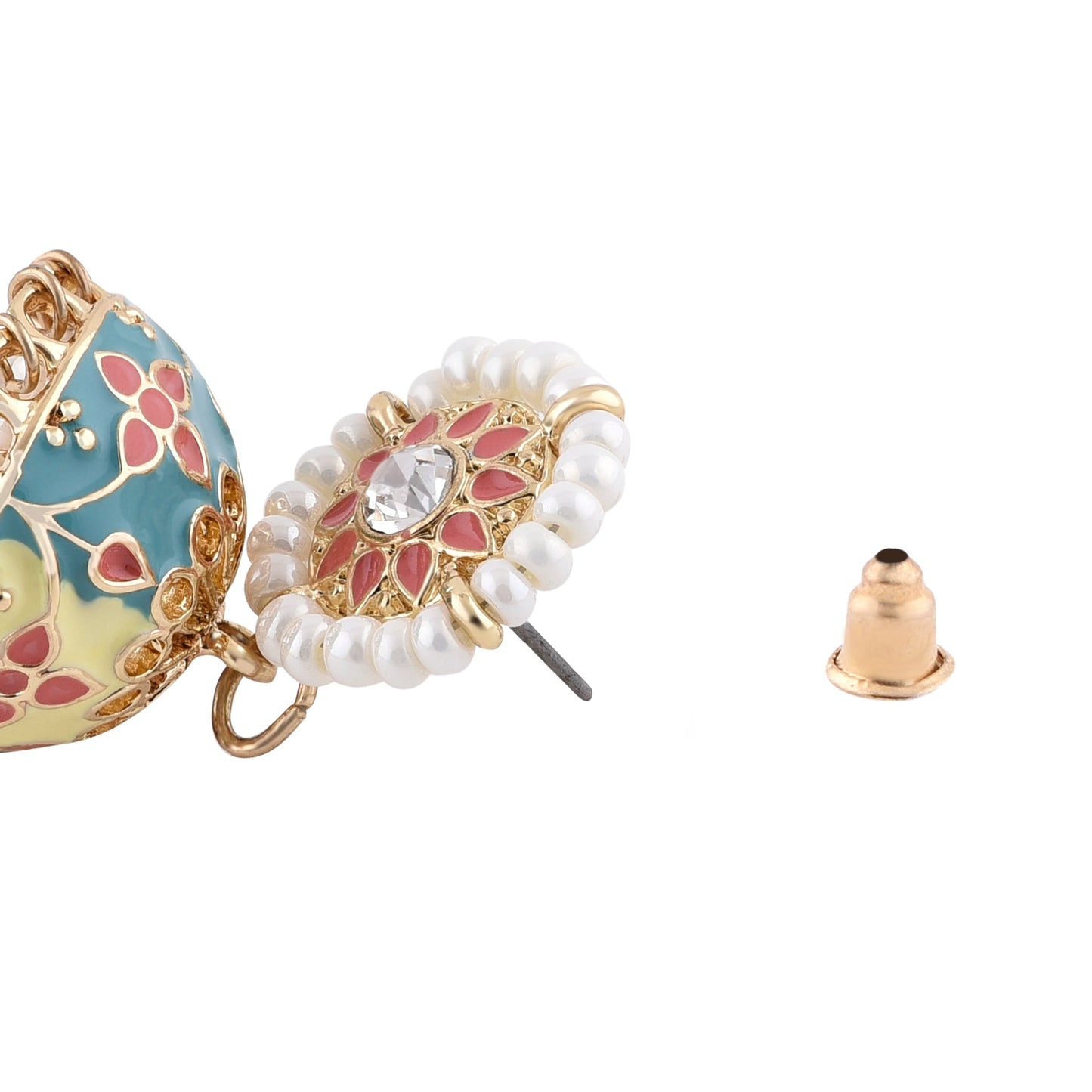 Pastel Bule & Pnk Enamel Jhumka Earring