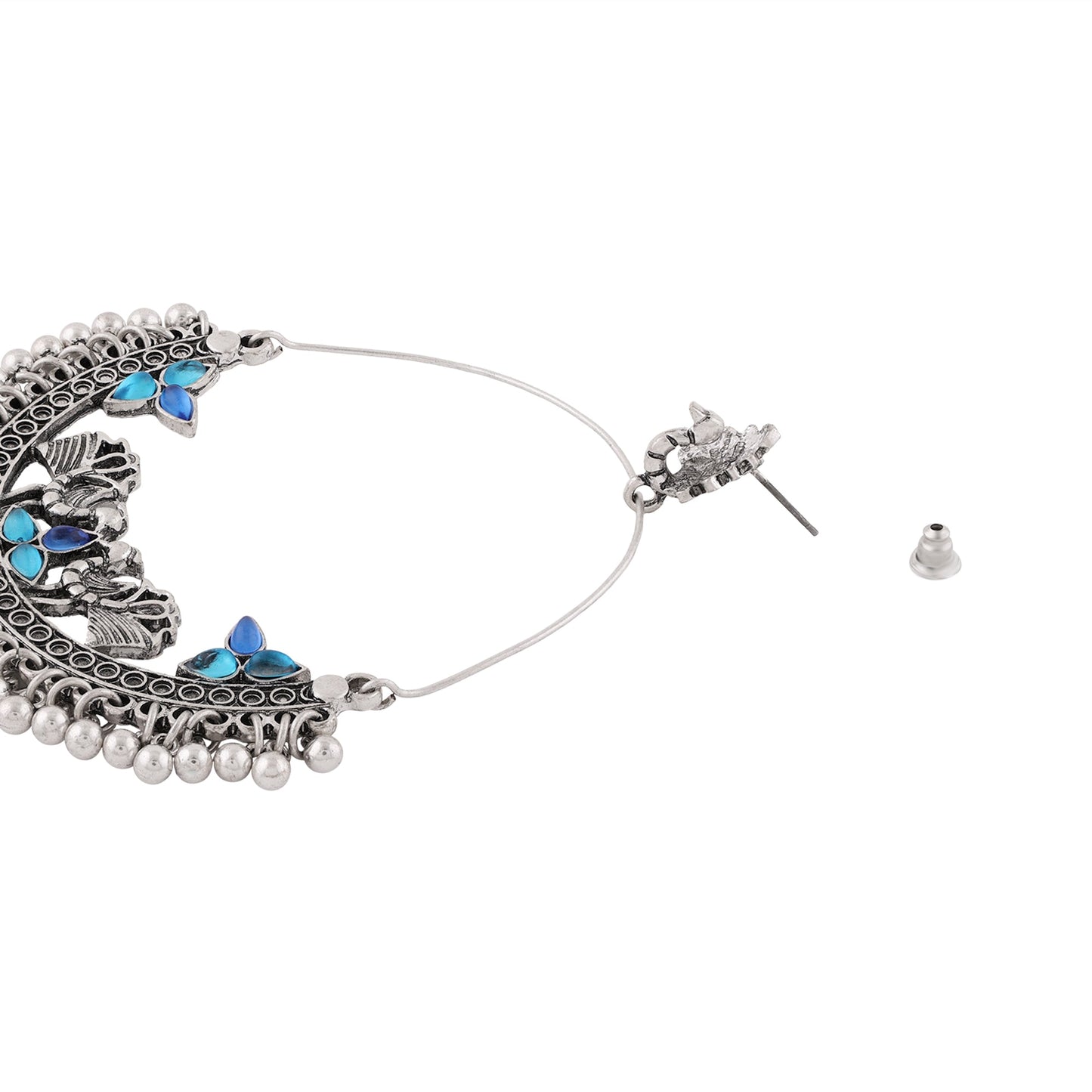 Oxidised Blue Chandbalis Earring