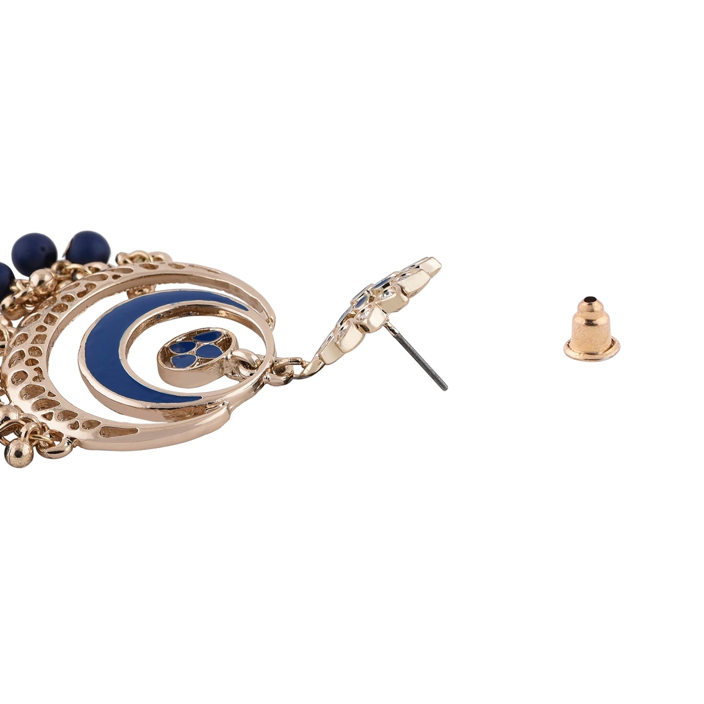 Gold & Navy Blue Chandbali Earring