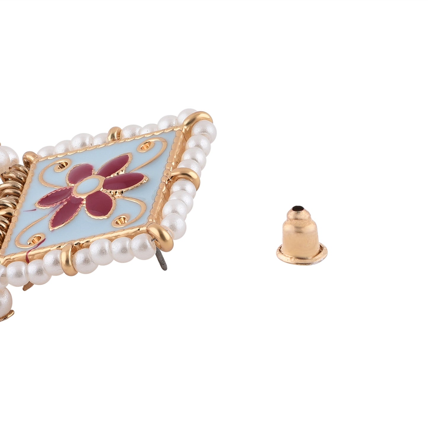 Light Blue Meenakari Pearly Tops Earring