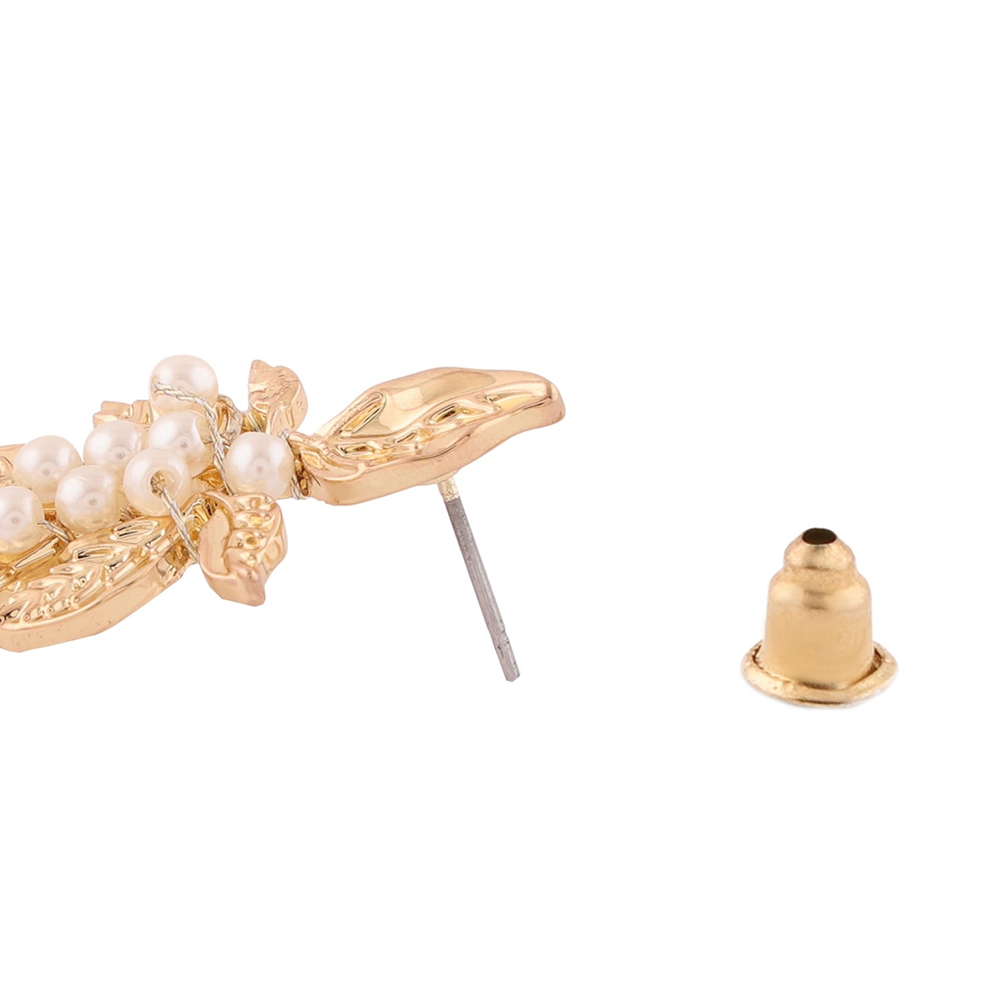 Gold Leaf Pearl Earrings