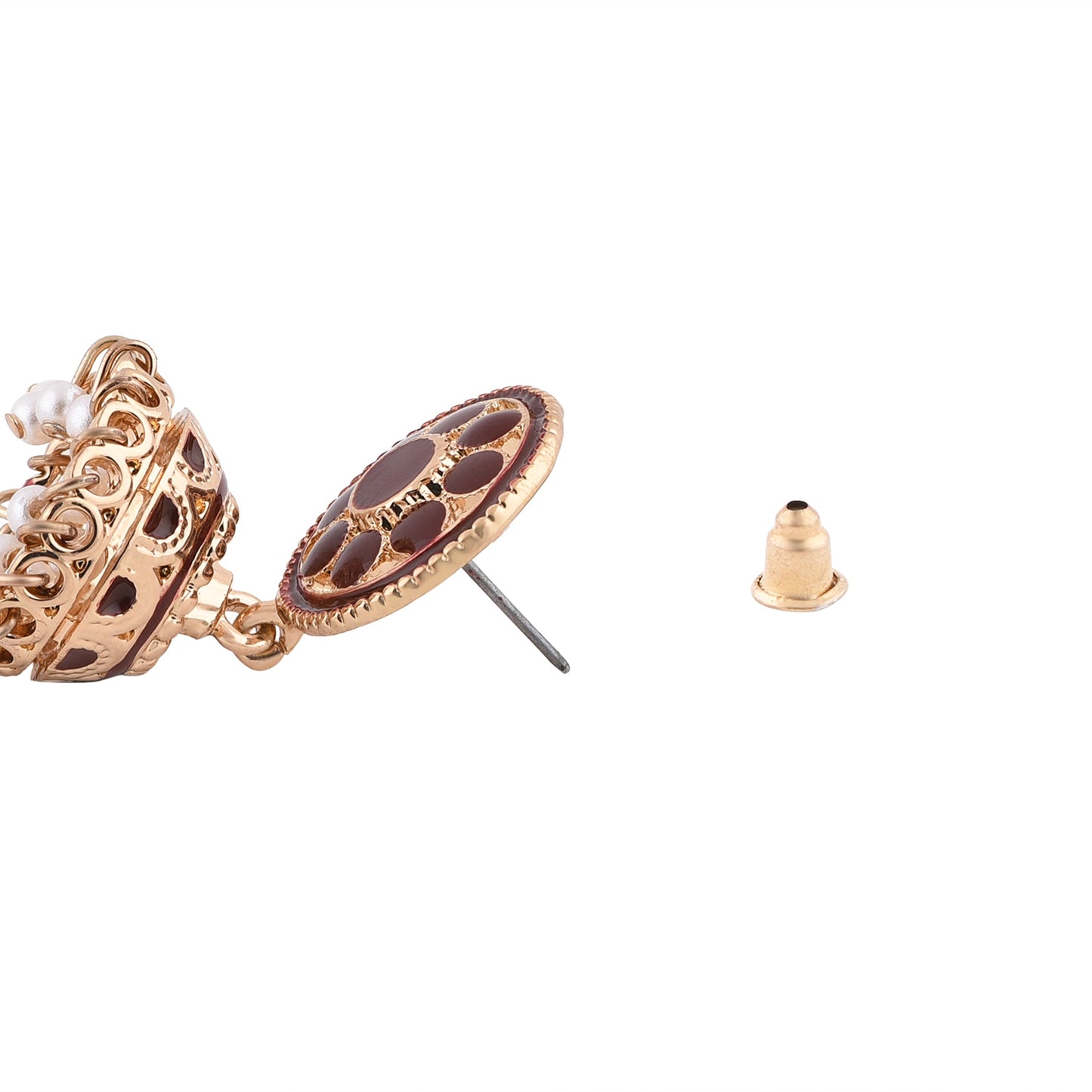 Pretty Enamel Maroon Jhumka Earring