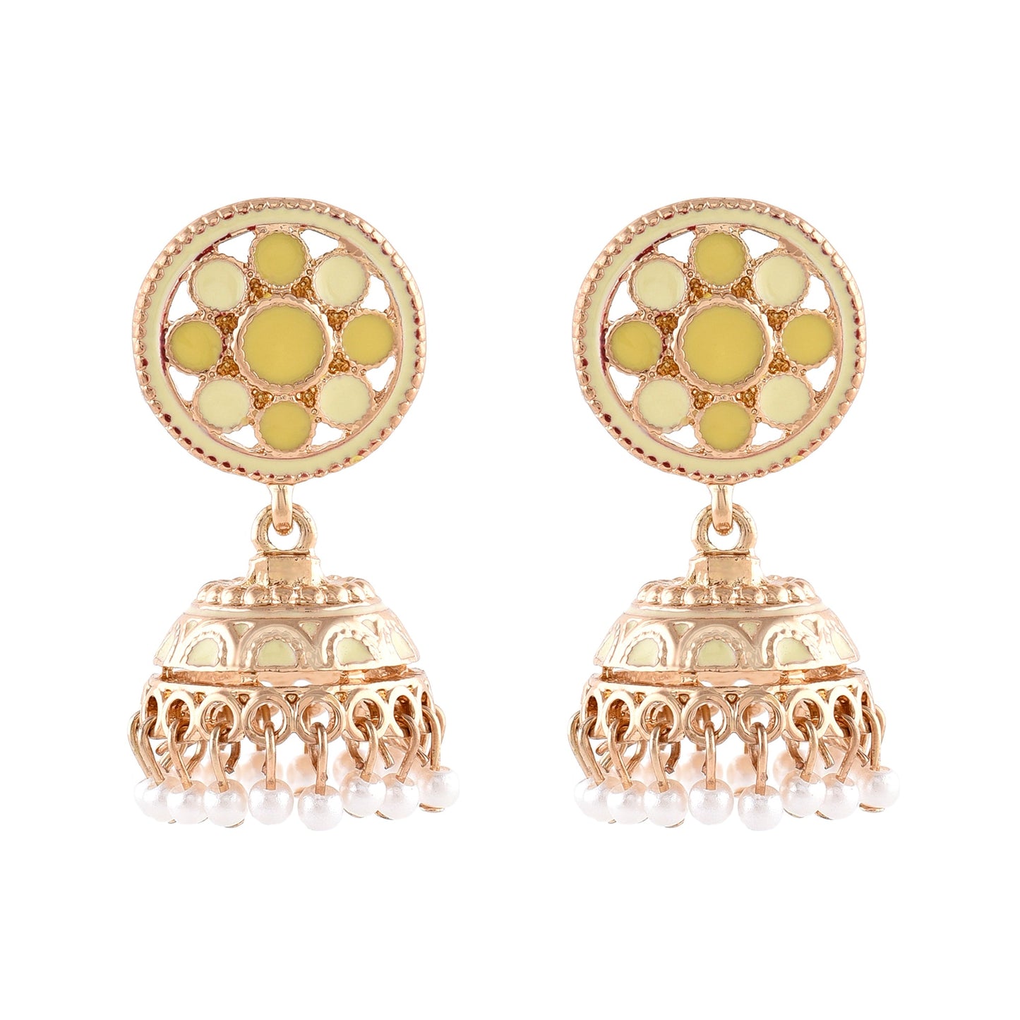 Pretty Enamel Yellow Jhumka