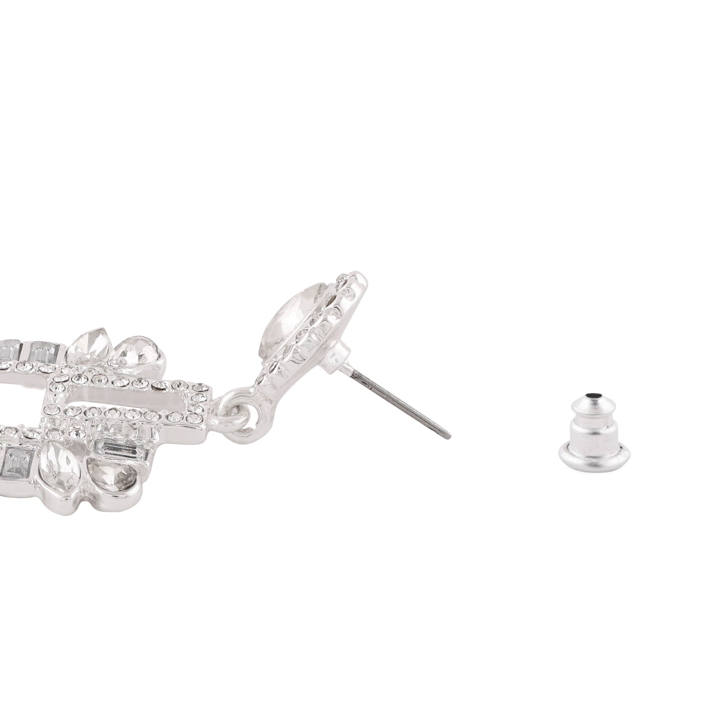 Silver Deco Crystal Drops Earring