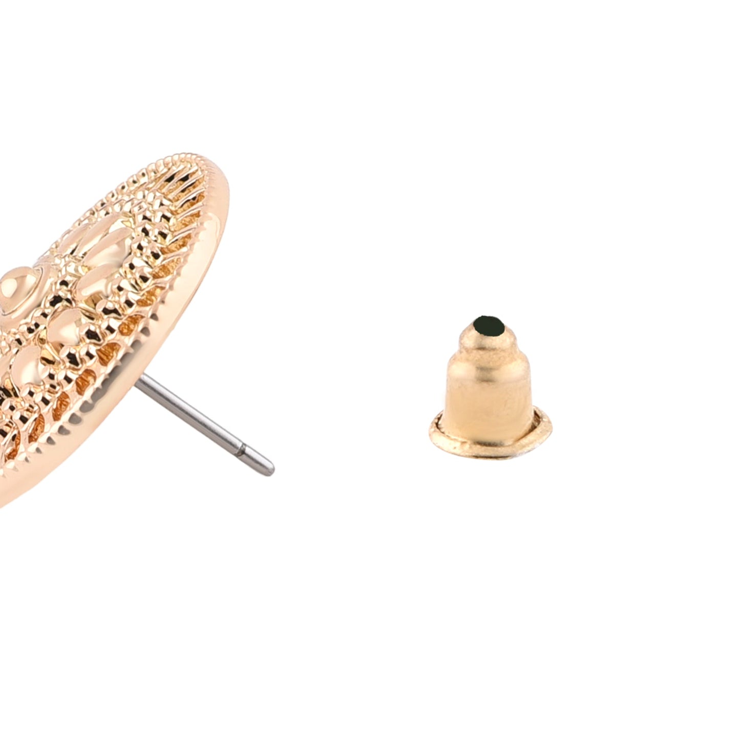 Gold Round Temple Studs Earring