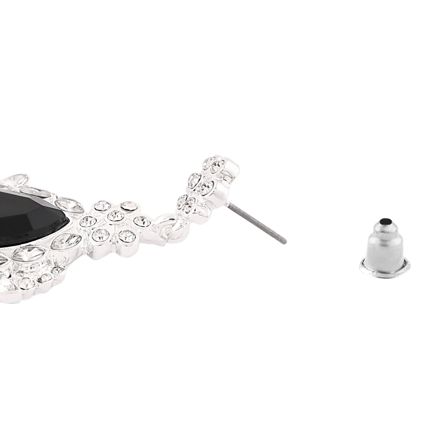 Silver Floral Embellished Chandelier Earrings