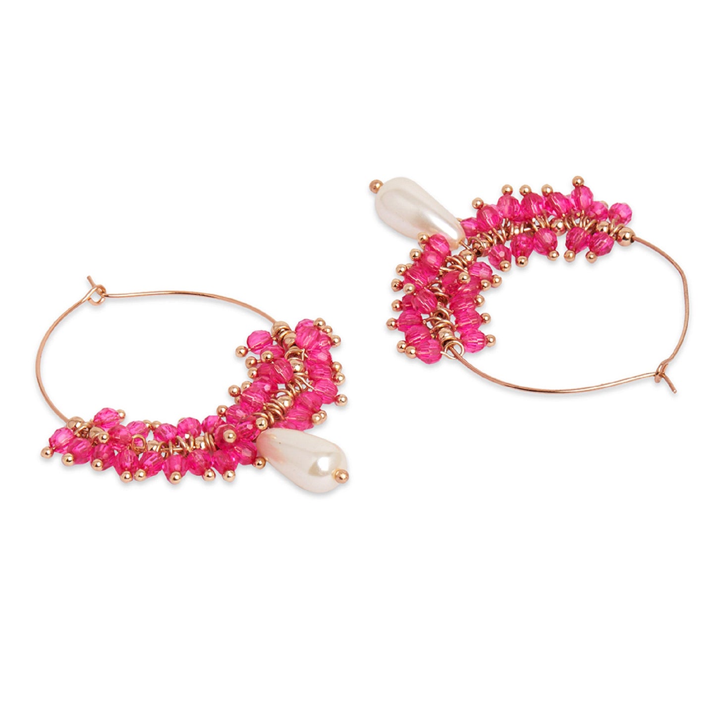 Pink & Pearl White Hoop Earrings
