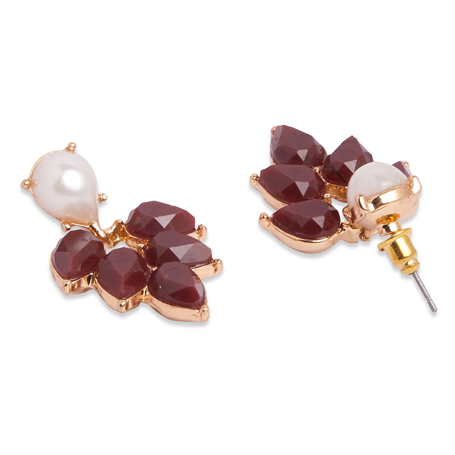 Red Tear Drop Shape Short Drop Earrings