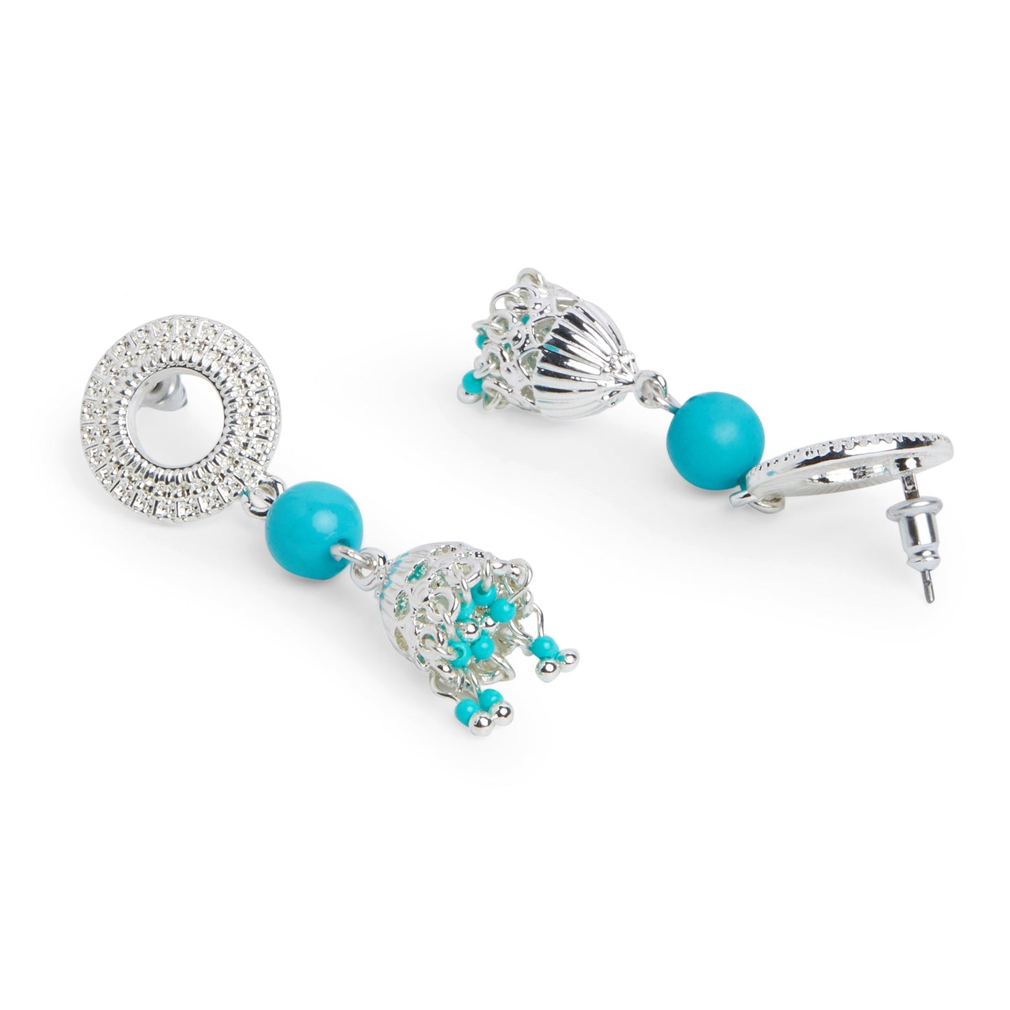 Blue & Silver Jhumki Earrings