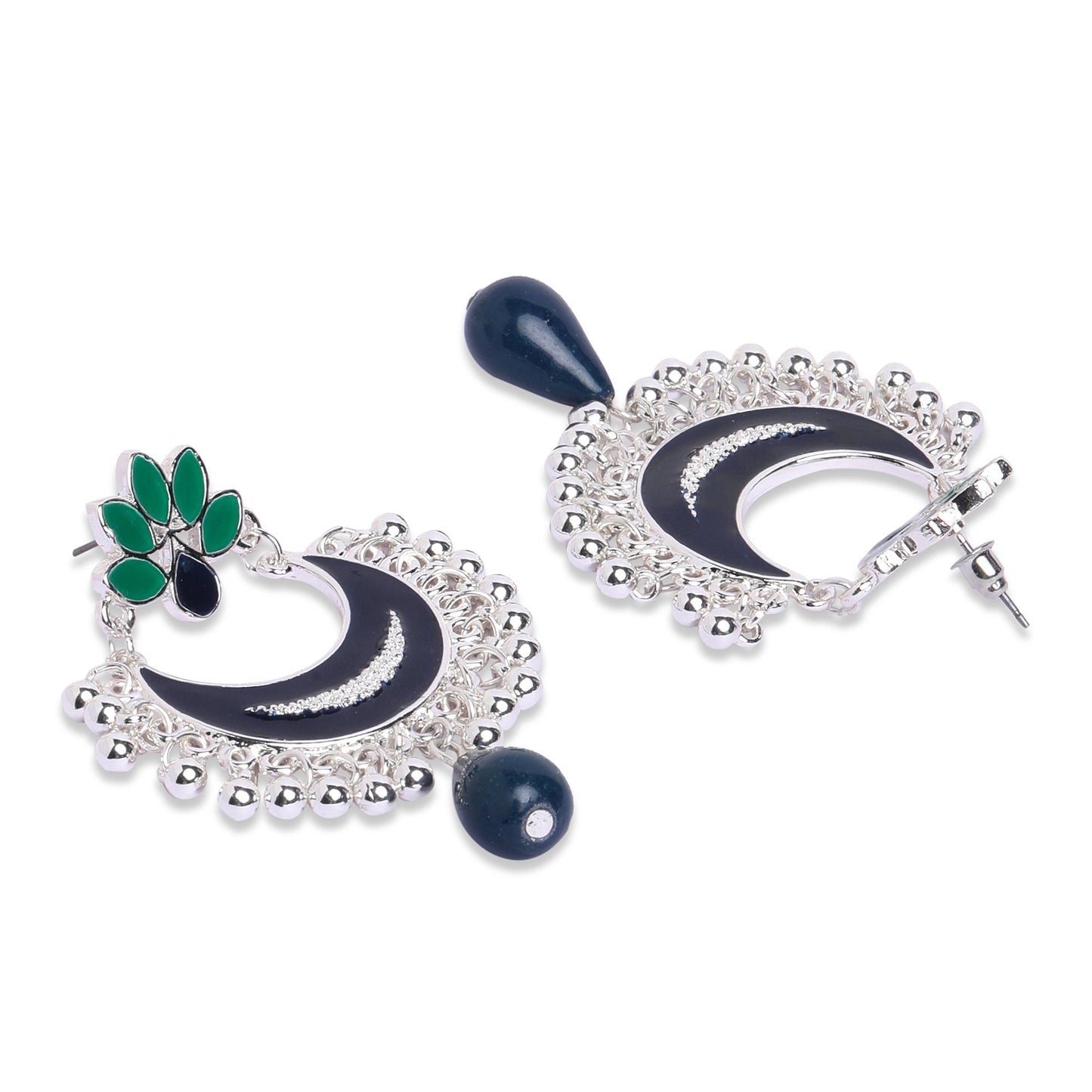 Navy Silver Chandbalis Earring