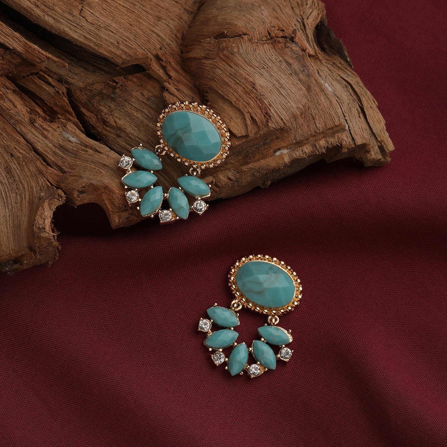 Blue Turquoise Short Drop Resin Earring