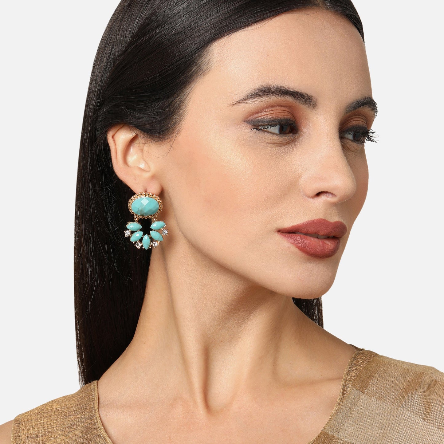 Blue Turquoise Short Drop Resin Earring