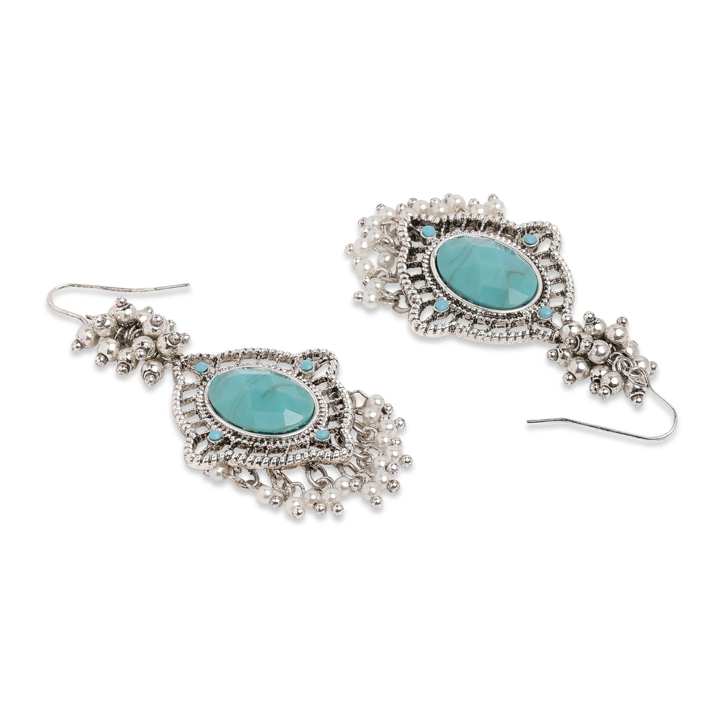 Turq Oxidized Silver Earring