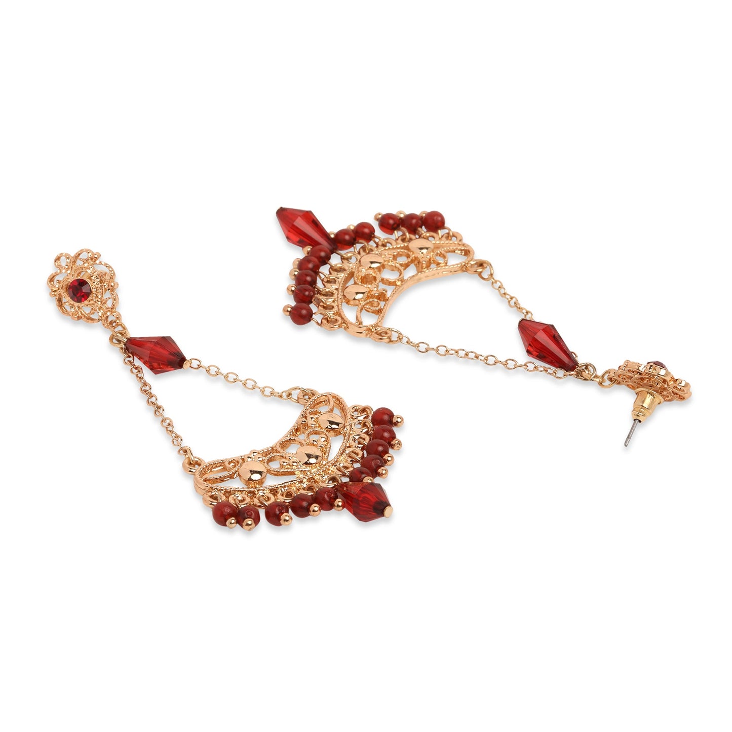 Gold Red Long Earring