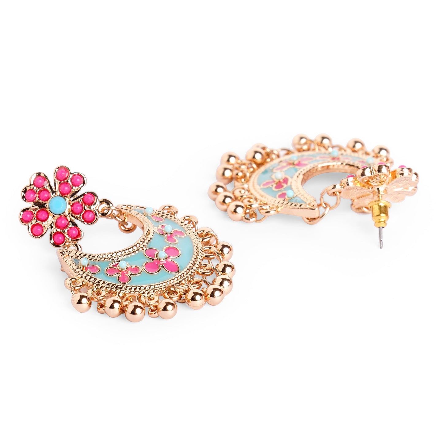 Floral Enamel Gold Chandbalis