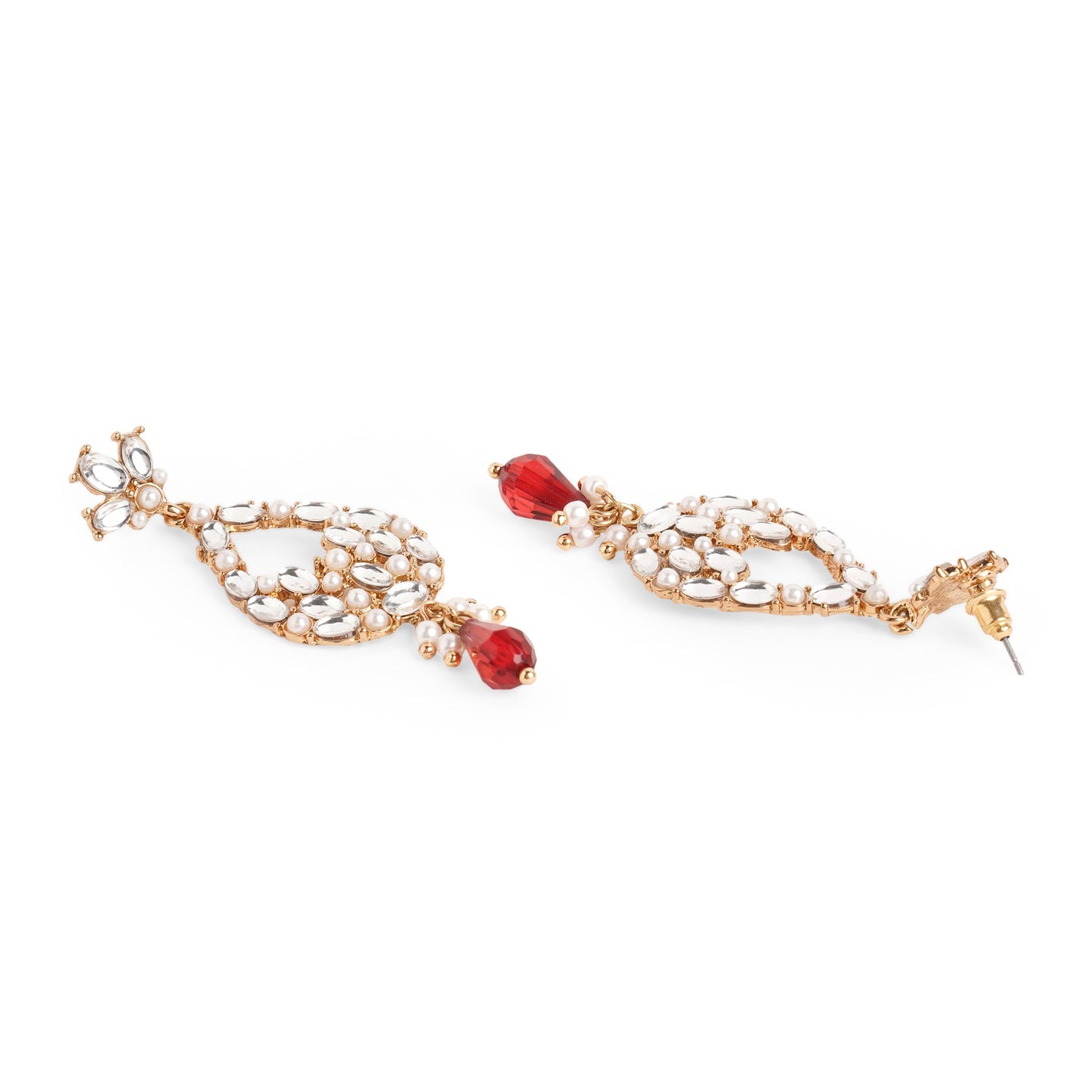 Red Kundan Short Drop Earring