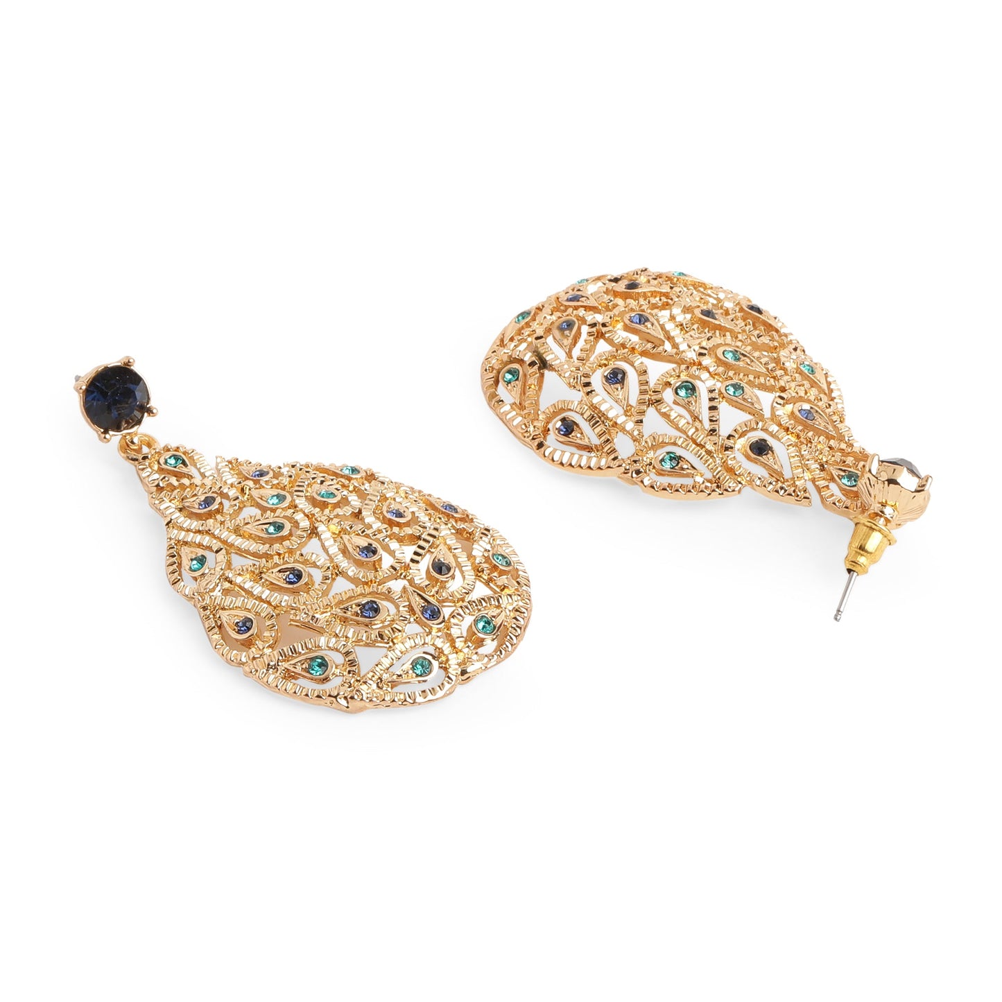 Multi Color Tear Shape Long Drop Earrings