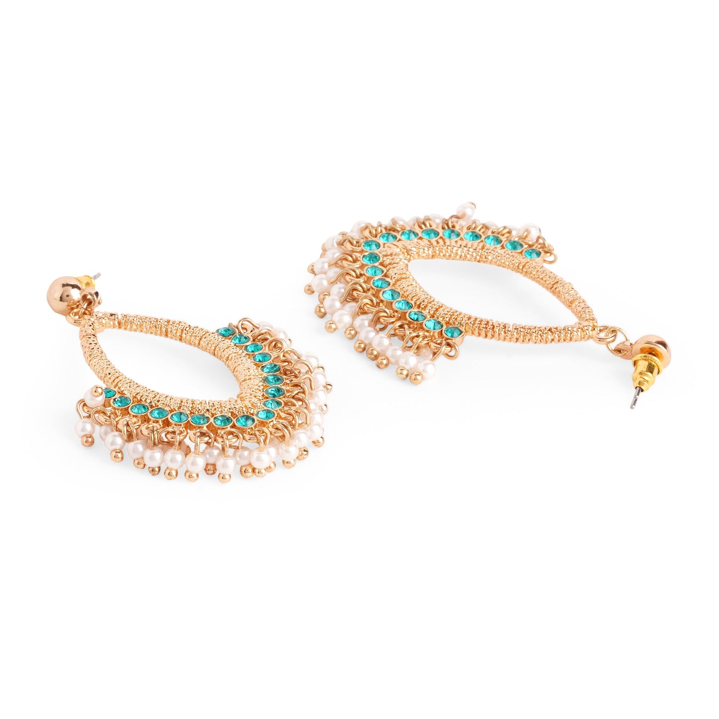 Gold Pearl Long Drop Earrings