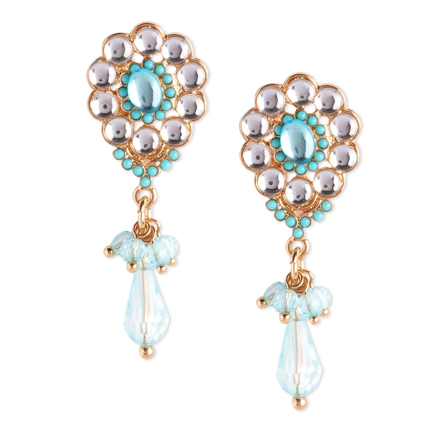 Gold Blue Kundan Earring