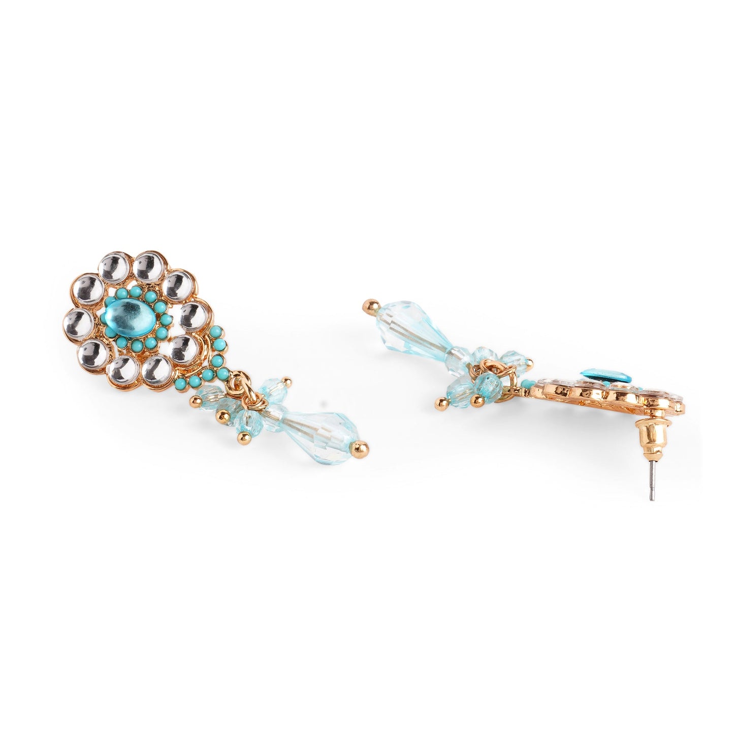 Gold Blue Kundan Earring