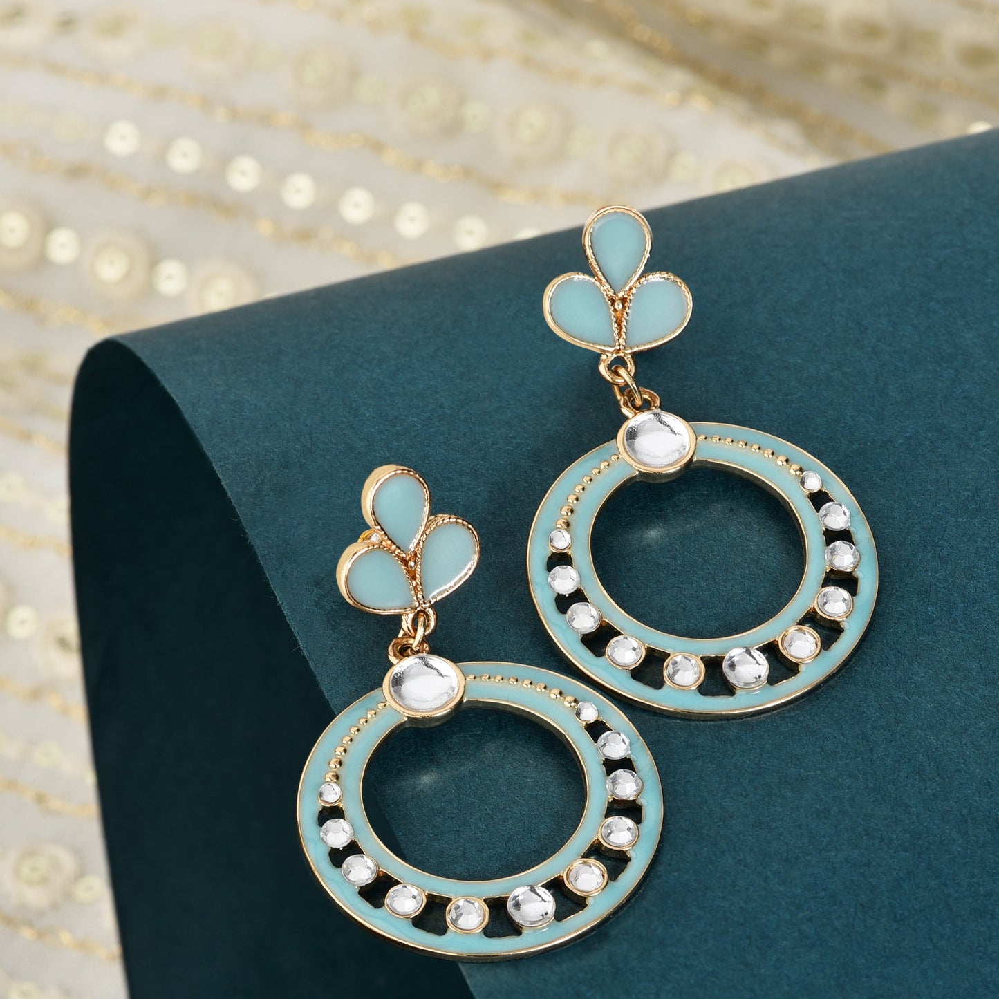 Blue Enamel Long Drop Earrings