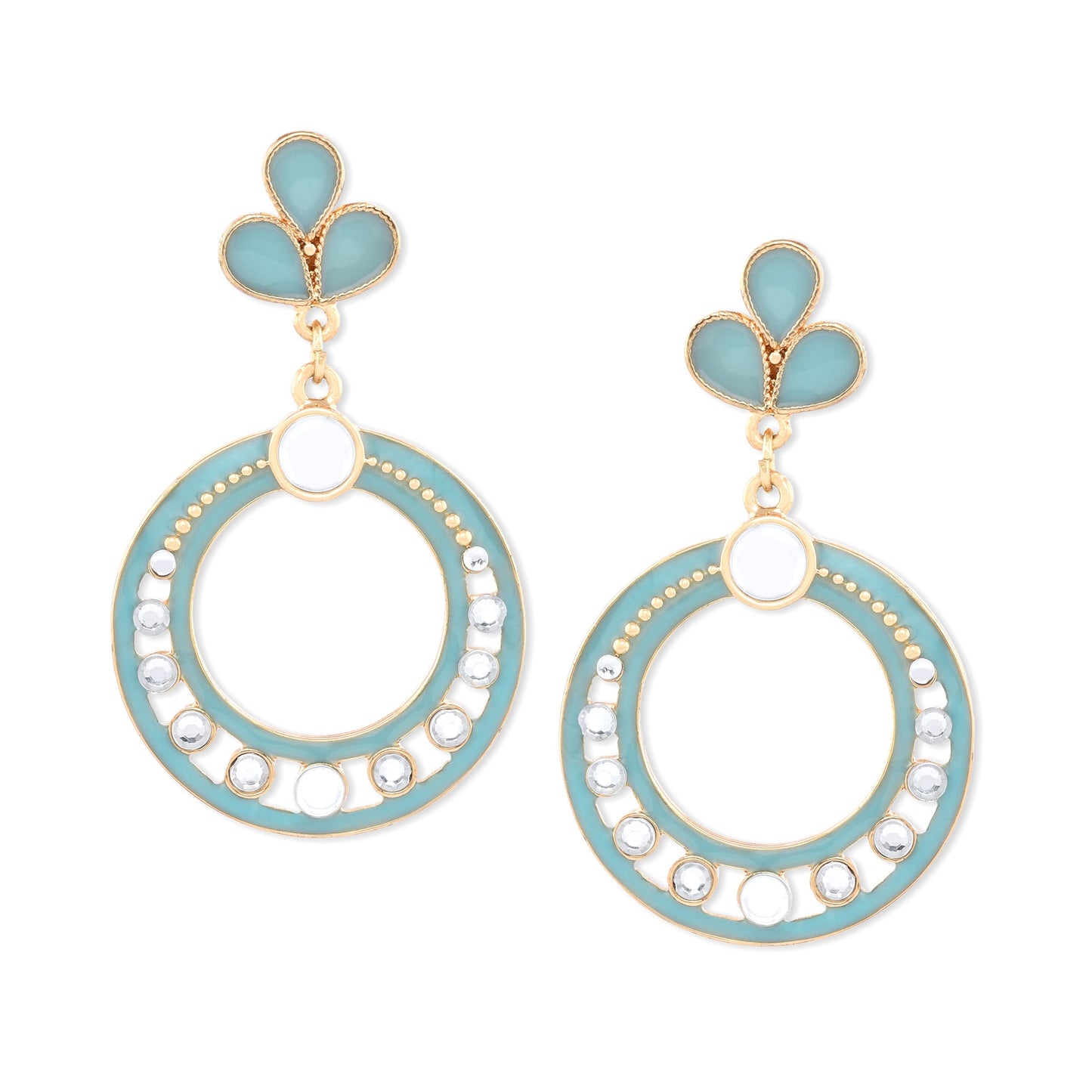 Blue Enamel Long Drop Earrings
