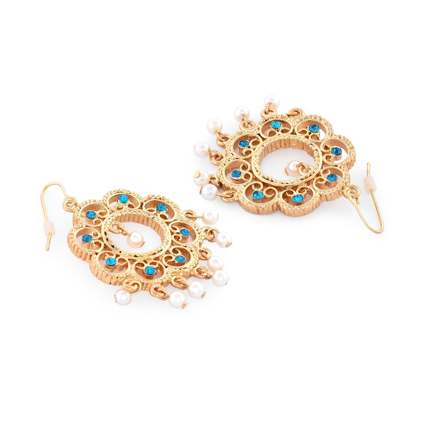 Blue Filigree Hoops Earring
