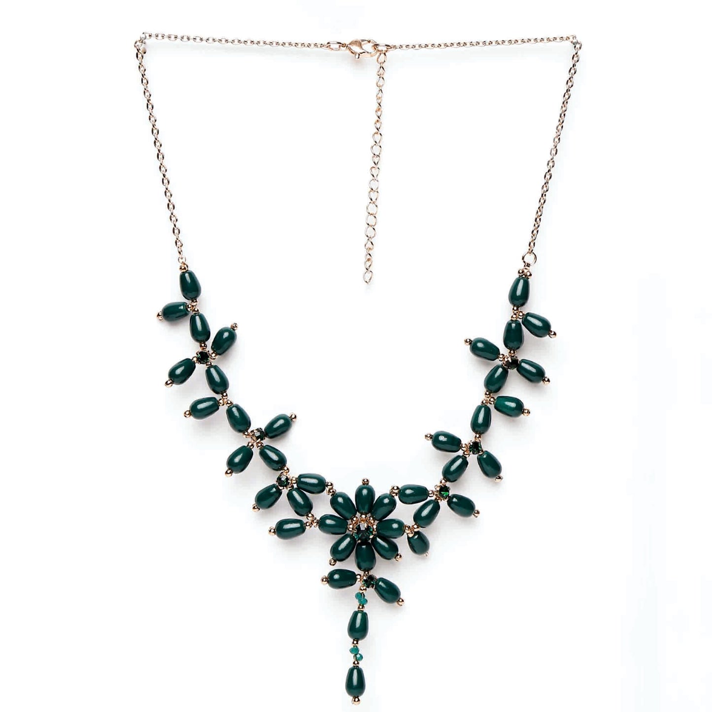 Green Cross Bead Necklace Zinc Necklace