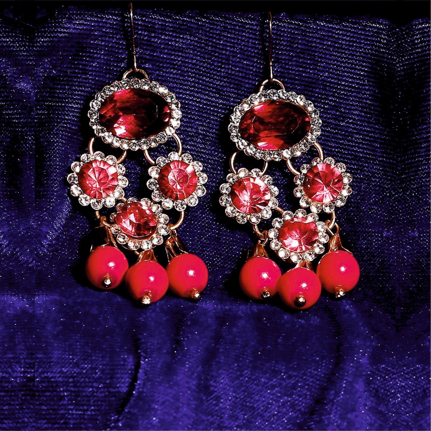 Red Diamante Earring