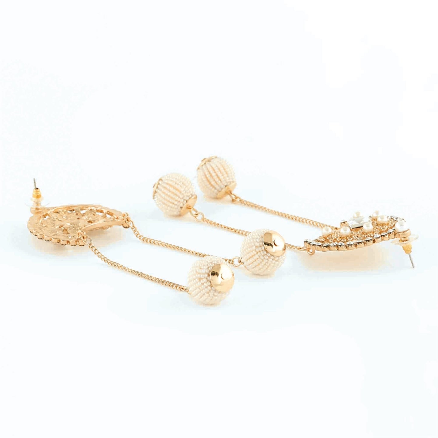 Gold Pearl Beaded Drop Earrings