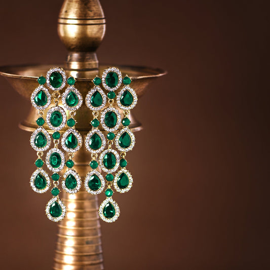 Green Crystal Danglers Earrings