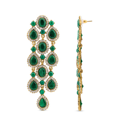 Green Crystal Danglers Earrings