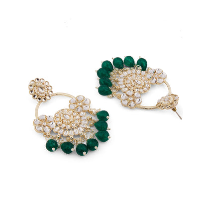 Green Chandbali Kundan Earrings