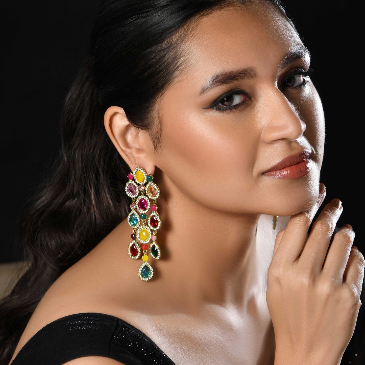 Multicolor Crystal Danglers Earrings