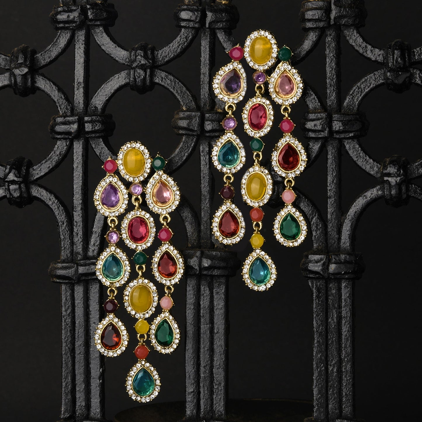 Multicolor Crystal Danglers Earrings