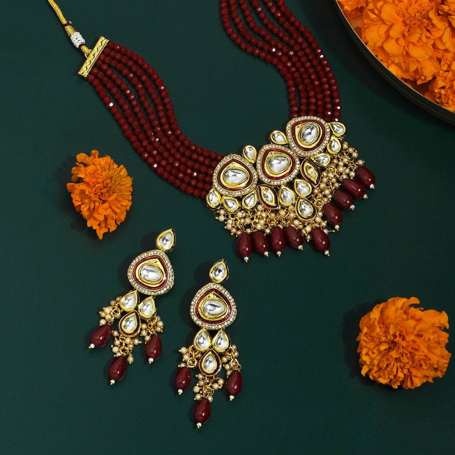 Kundan Beaded Necklace Set