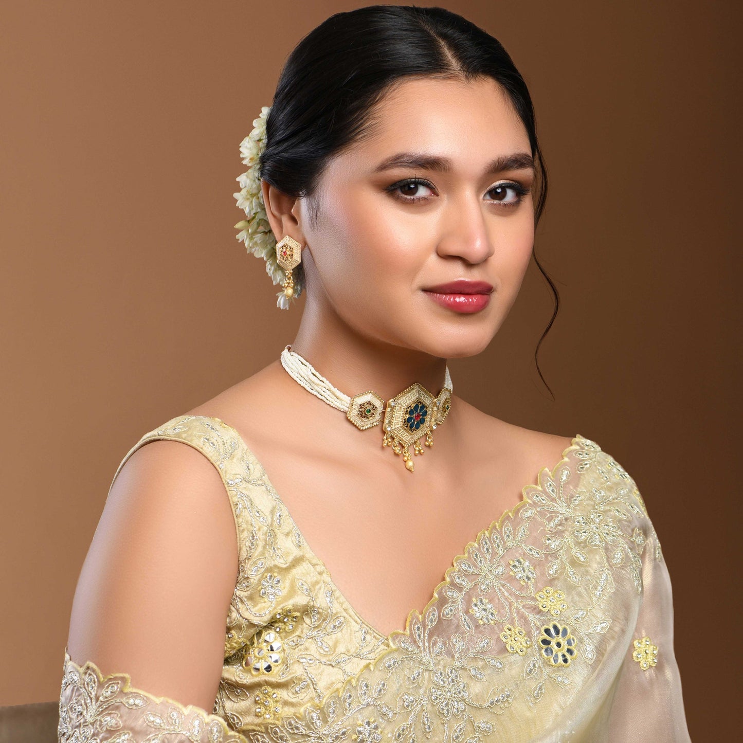 Enameled Pearl Choker Set