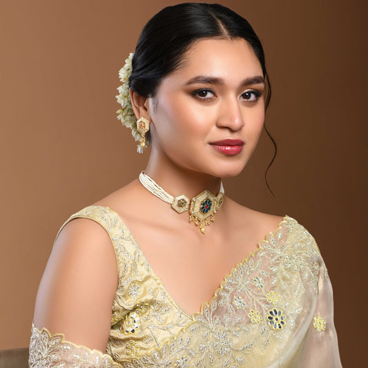 Enameled Pearl Choker Set