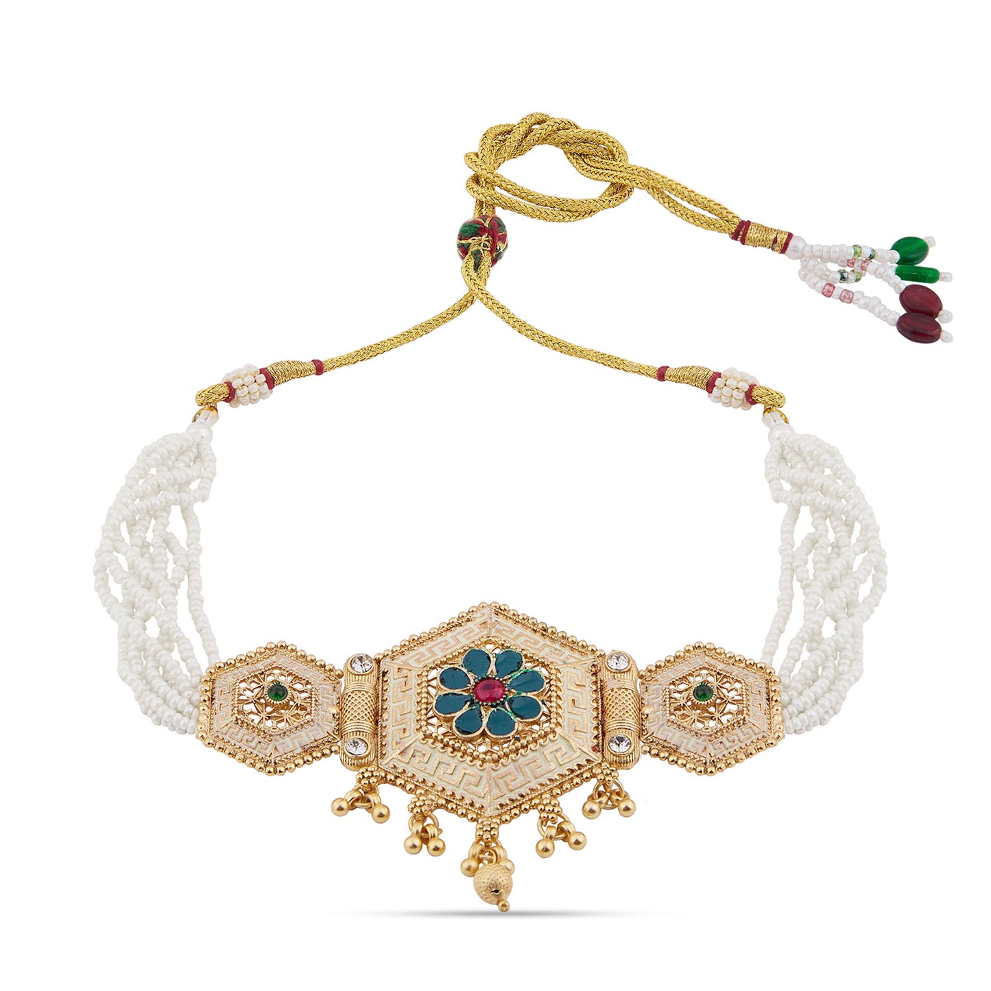 Enameled Pearl Choker Set