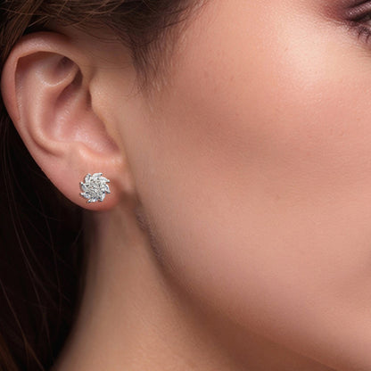Silver flower-shaped Two-Way Stud Earrings