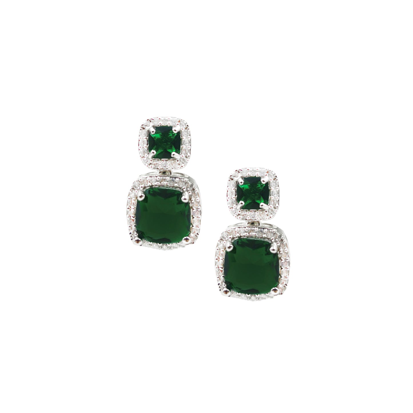 Green Emerald Stone & Cubic Zirconia Jewellery Set