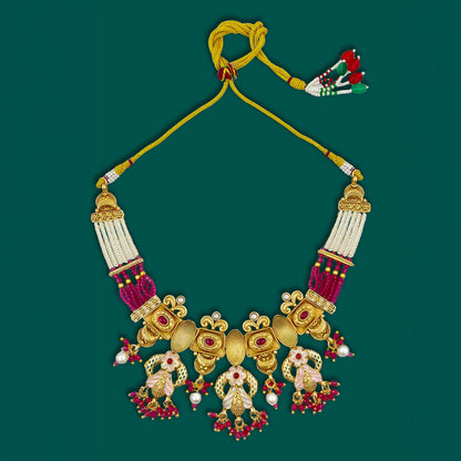 Pink Anti-Tarnish Flower Necklace Set